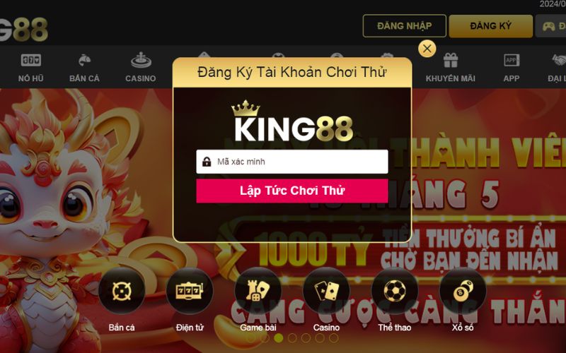 Đăng ký tài khoản King88 chơi thử miễn phí